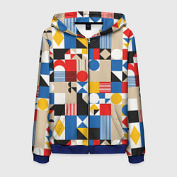 Толстовка 3D на молнии мужская Геометрический балаган, цвет: 3D-синий