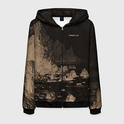 Толстовка 3D на молнии мужская Dream on тёмно-коричневый, цвет: 3D-черный