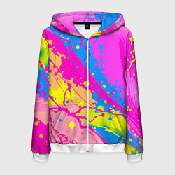 Мужская толстовка на молнии Яркая абстракция из розовых и голубых красок