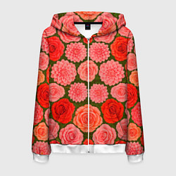 Толстовка 3D на молнии мужская Цветочная поляна паттерн, цвет: 3D-белый