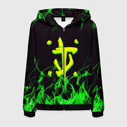 Толстовка 3D на молнии мужская Doom кислотное лого, цвет: 3D-черный
