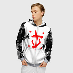 Толстовка 3D на молнии мужская Doom лого камуфляж текстура, цвет: 3D-меланж — фото 2