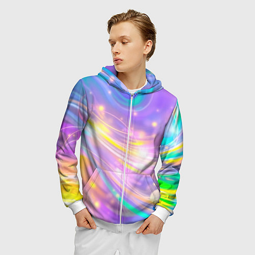 Мужская толстовка на молнии Волшебный мистический космос / 3D-Белый – фото 3