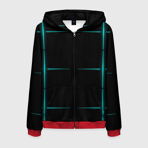 Мужская толстовка на молнии Color black blue stripes / 3D-Красный – фото 1