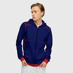 Толстовка 3D на молнии мужская Color blue red stripes, цвет: 3D-красный — фото 2