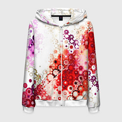 Толстовка 3D на молнии мужская Красный узор на белом, цвет: 3D-белый