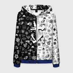 Толстовка 3D на молнии мужская Doom ачивки паттерн, цвет: 3D-синий