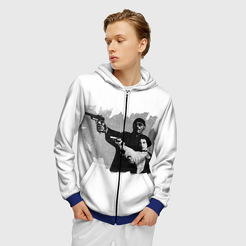 Мужская толстовка на молнии Леон рисунок / 3D-Синий – фото 3