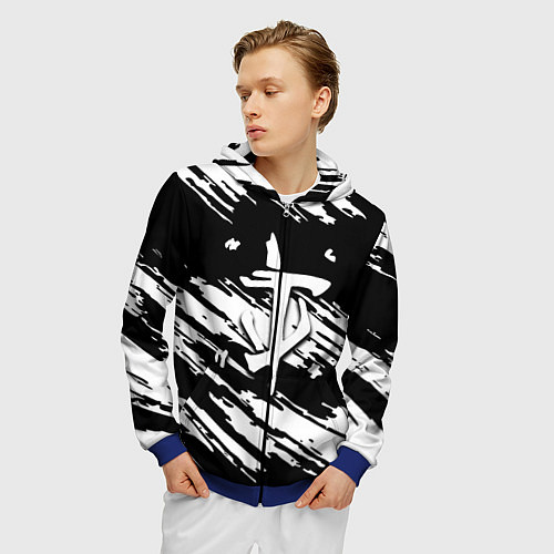 Мужская толстовка на молнии Doom краски полосы / 3D-Синий – фото 3