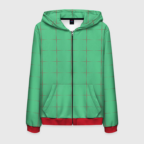 Мужская толстовка на молнии Color green stripes / 3D-Красный – фото 1