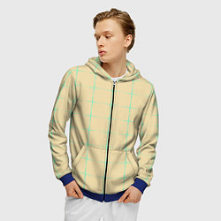 Толстовка 3D на молнии мужская Color beige green crosses, цвет: 3D-синий — фото 2