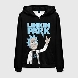 Толстовка 3D на молнии мужская Linkin Park и Рик Санчес из Рик и Морти, цвет: 3D-черный