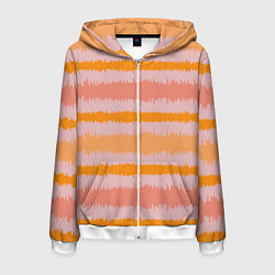 Мужская толстовка на молнии Полосы зигзагообразные оранжево-розовые