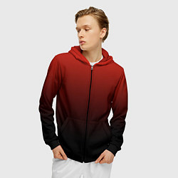 Толстовка 3D на молнии мужская Red gradient, цвет: 3D-черный — фото 2