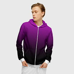 Толстовка 3D на молнии мужская Purple gradient, цвет: 3D-белый — фото 2