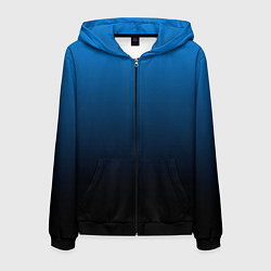 Толстовка 3D на молнии мужская Blue gradient, цвет: 3D-черный