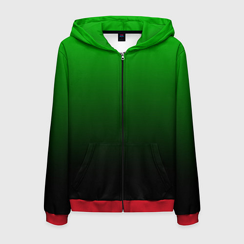 Мужская толстовка на молнии Green gradient / 3D-Красный – фото 1