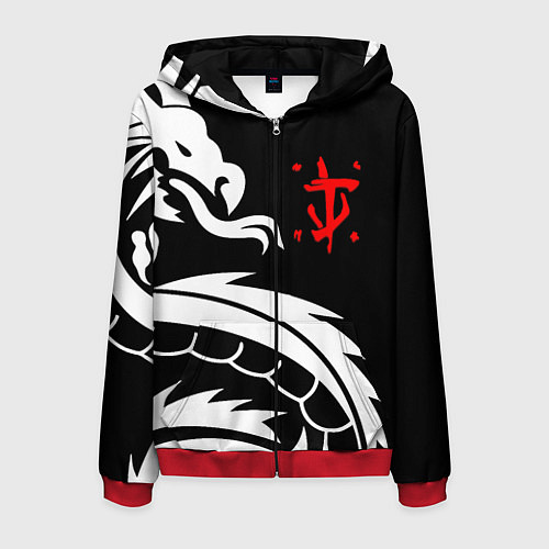 Мужская толстовка на молнии Doom dragon steel / 3D-Красный – фото 1