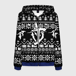 Толстовка 3D на молнии мужская Doom x elders scrolls pattern, цвет: 3D-синий