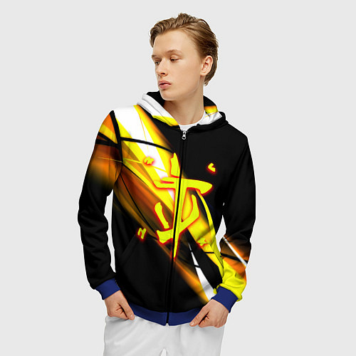 Мужская толстовка на молнии Doom геометрия из полос / 3D-Синий – фото 3