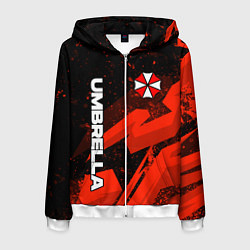 Толстовка 3D на молнии мужская Umbrella corp - красный, цвет: 3D-белый