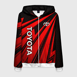 Толстовка 3D на молнии мужская Тойота - красные полосы, цвет: 3D-белый