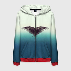 Мужская толстовка на молнии Черный ворон - градиент