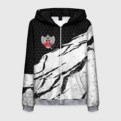 Толстовка 3D на молнии мужская Федерация бокса России - белый затертый, цвет: 3D-меланж