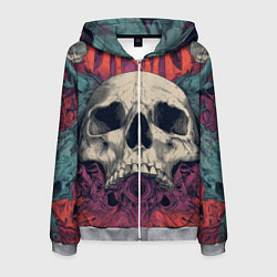 Толстовка 3D на молнии мужская Металл арт - хардкор - череп, цвет: 3D-меланж