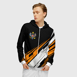 Толстовка 3D на молнии мужская Российская империя - оранжевый спорт, цвет: 3D-белый — фото 2