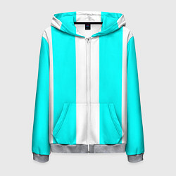 Толстовка 3D на молнии мужская Color blue and white, цвет: 3D-меланж