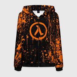 Толстовка 3D на молнии мужская Халф лайф - подтеки, цвет: 3D-черный