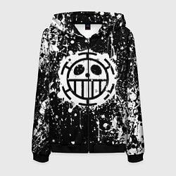 Толстовка 3D на молнии мужская Пираты сердца - лого, цвет: 3D-черный