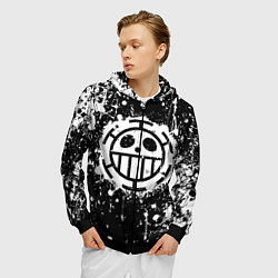 Толстовка 3D на молнии мужская Пираты сердца - лого, цвет: 3D-черный — фото 2