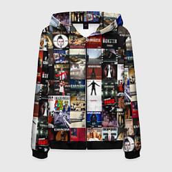 Толстовка 3D на молнии мужская Eminem - обложки альбомов и песен, цвет: 3D-черный