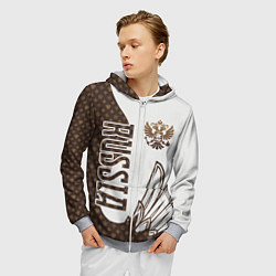 Толстовка 3D на молнии мужская Герб России, цвет: 3D-меланж — фото 2