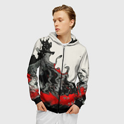 Толстовка 3D на молнии мужская Разводы краски, цвет: 3D-черный — фото 2