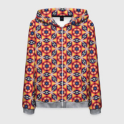 Толстовка 3D на молнии мужская Красно-синий калейдоскоп, цвет: 3D-меланж