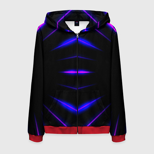 Мужская толстовка на молнии Color black neon stripes / 3D-Красный – фото 1
