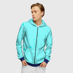 Толстовка 3D на молнии мужская Color light blue shapes, цвет: 3D-синий — фото 2