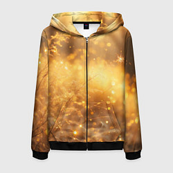 Толстовка 3D на молнии мужская Золотые лучи солнца на рассвете, цвет: 3D-черный