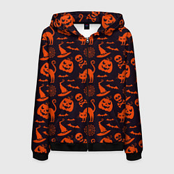 Мужская толстовка на молнии Паттерн с символами праздника Хэллоуин