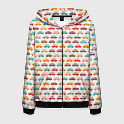 Мужская толстовка на молнии Цветные машинки паттерн