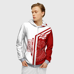 Толстовка 3D на молнии мужская Россия, цвет: 3D-меланж — фото 2