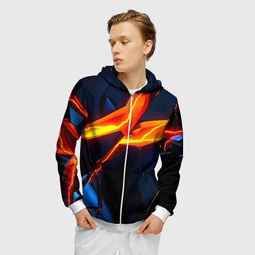 Мужская толстовка на молнии Plate fractures / 3D-Белый – фото 3