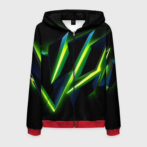 Мужская толстовка на молнии Geometric neon / 3D-Красный – фото 1