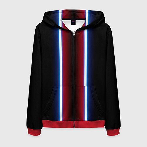 Мужская толстовка на молнии Color white blue red neon / 3D-Красный – фото 1