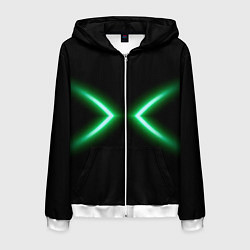 Толстовка 3D на молнии мужская Neon green lines, цвет: 3D-белый
