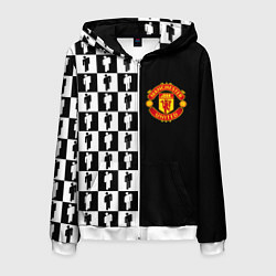 Толстовка 3D на молнии мужская Манчестер Юнайтед текстура люди, цвет: 3D-белый