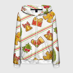 Толстовка 3D на молнии мужская Рождественский дух, цвет: 3D-белый